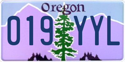 OR license plate 019YYL