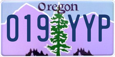 OR license plate 019YYP