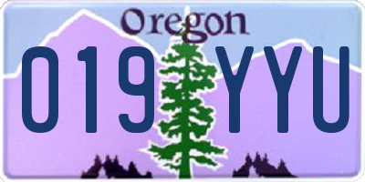 OR license plate 019YYU