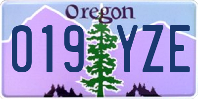 OR license plate 019YZE
