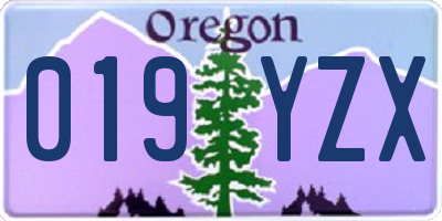 OR license plate 019YZX