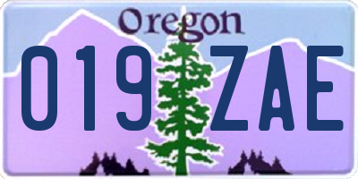 OR license plate 019ZAE