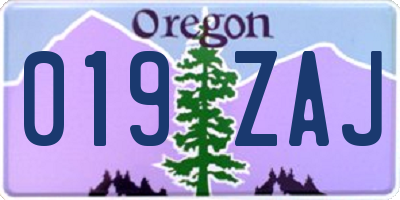 OR license plate 019ZAJ