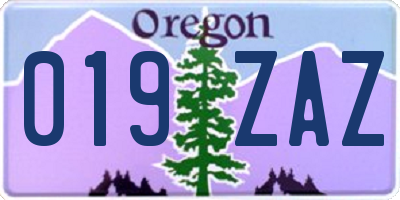 OR license plate 019ZAZ