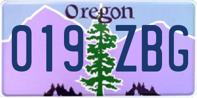 OR license plate 019ZBG