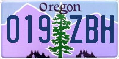OR license plate 019ZBH