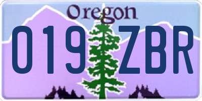 OR license plate 019ZBR