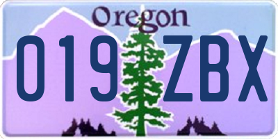 OR license plate 019ZBX
