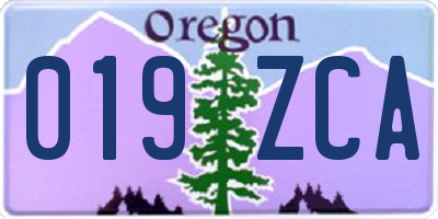 OR license plate 019ZCA