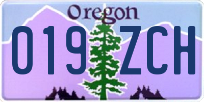 OR license plate 019ZCH