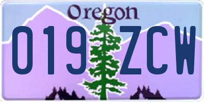 OR license plate 019ZCW