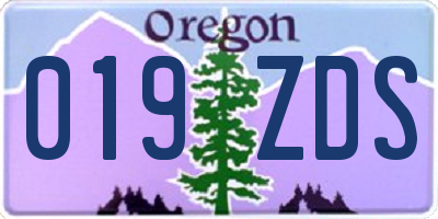 OR license plate 019ZDS