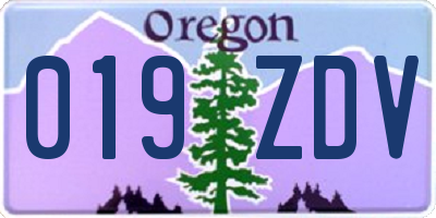 OR license plate 019ZDV