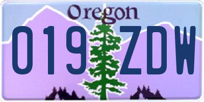 OR license plate 019ZDW