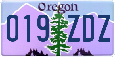 OR license plate 019ZDZ