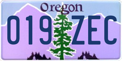 OR license plate 019ZEC