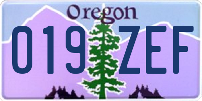 OR license plate 019ZEF