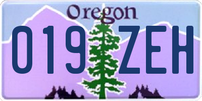 OR license plate 019ZEH