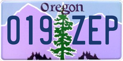 OR license plate 019ZEP