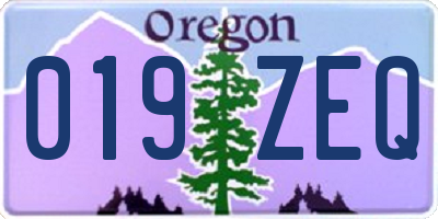 OR license plate 019ZEQ