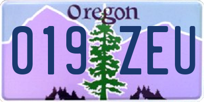 OR license plate 019ZEU