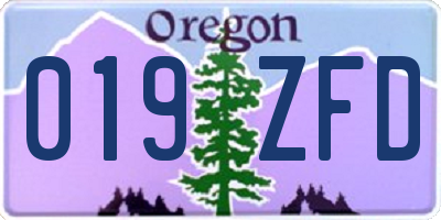 OR license plate 019ZFD