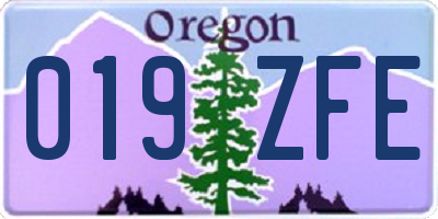 OR license plate 019ZFE