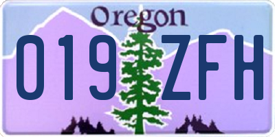 OR license plate 019ZFH