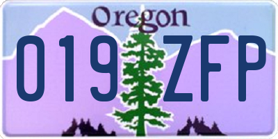 OR license plate 019ZFP