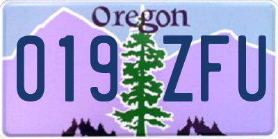 OR license plate 019ZFU