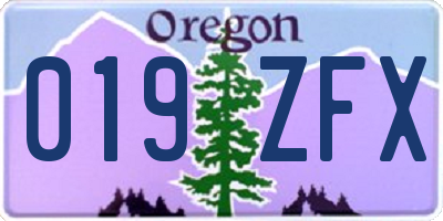 OR license plate 019ZFX