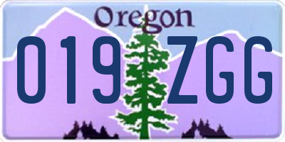 OR license plate 019ZGG