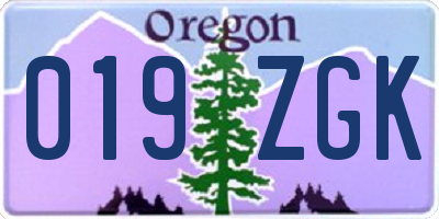 OR license plate 019ZGK