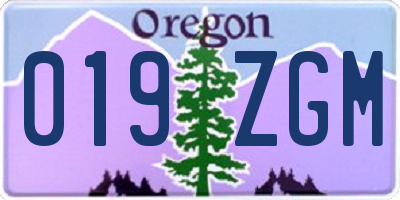 OR license plate 019ZGM