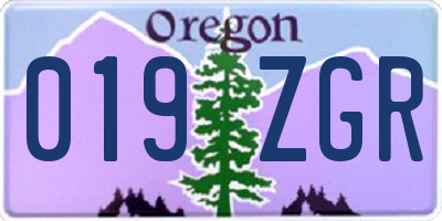 OR license plate 019ZGR