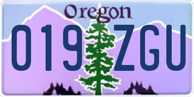 OR license plate 019ZGU
