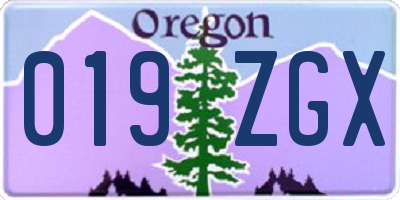 OR license plate 019ZGX