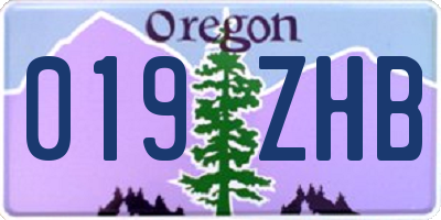 OR license plate 019ZHB