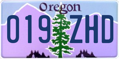 OR license plate 019ZHD