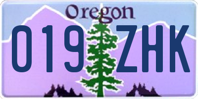 OR license plate 019ZHK