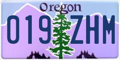 OR license plate 019ZHM