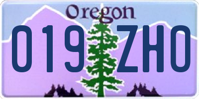 OR license plate 019ZHO