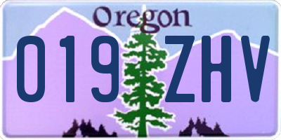 OR license plate 019ZHV
