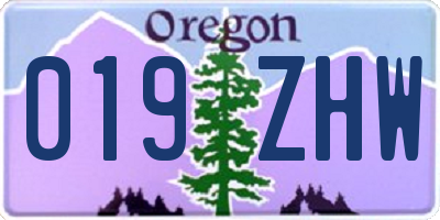 OR license plate 019ZHW