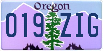 OR license plate 019ZIG