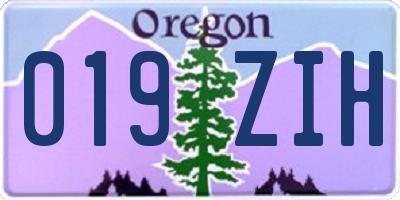 OR license plate 019ZIH