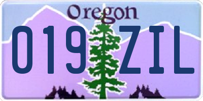 OR license plate 019ZIL