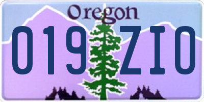 OR license plate 019ZIO