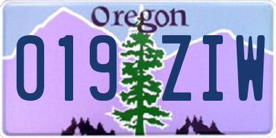 OR license plate 019ZIW