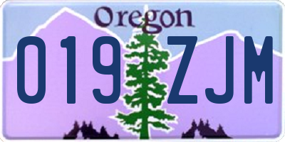 OR license plate 019ZJM
